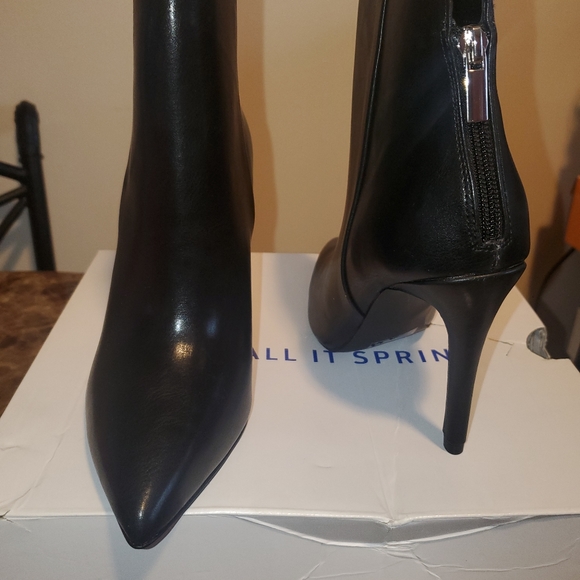 Black Leather Heel Booties - Picture 2 of 5